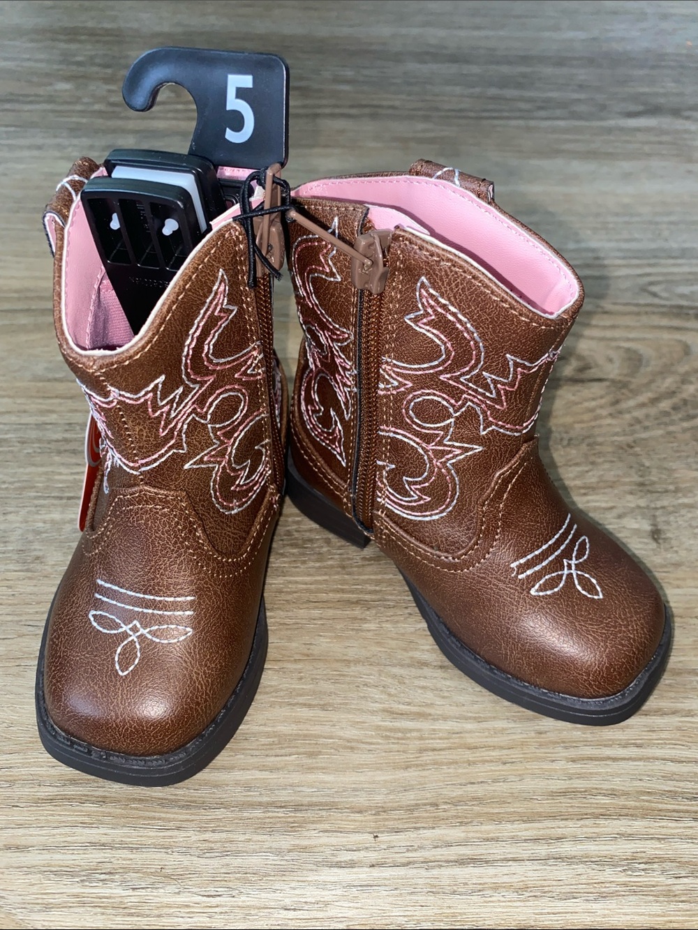 wonder nation Brown and Pink Cowboy Boots Kids Size 5